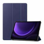 For Samsung Galaxy Tab S9 FE ENKAY Tri-fold Custer Texture Leather Smart Tablet Case(Dark Blue)
