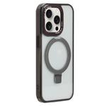 For iPhone 15 Pro Max Starlink Stand Clear Magsafe Phone Case(Black)