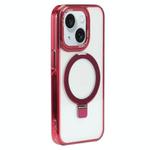 For iPhone 15 Starlink Stand Clear Magsafe Phone Case(Red)