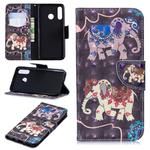 3D Colored Drawing Pattern Horizontal Flip Leather Case for  Huawei P30 Lite, with Holder & Card Slots & Wallet(Two Elephants)