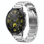 For Huawei Watch GT4 46mm Three Bead Stainless Steel Metal Watch Band(Silver)