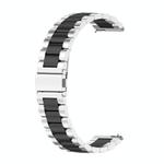 For Huawei Watch GT4 46mm Three Bead Stainless Steel Metal Watch Band(Silver+Black)