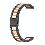 For Huawei Watch GT4 46mm Three Bead Stainless Steel Metal Watch Band(Black+Rose Gold)