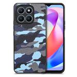 For Honor X6a Retro Camouflage Leather Back Phone Case(Blue)