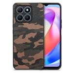 For Honor X6a Retro Camouflage Leather Back Phone Case(Brown)