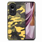 For OPPO Reno10 /10 Pro 5G Global Retro Camouflage Leather Back Phone Case(Yellow)