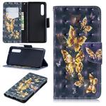 3D Colored Drawing Pattern Horizontal Flip Leather Case for  Huawei P30, with Holder & Card Slots & Wallet(Black Background Butterfly)