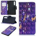 3D Colored Drawing Pattern Horizontal Flip Leather Case for  Huawei P30, with Holder & Card Slots & Wallet(Purple Butterfly)