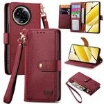 For Realme 5G Global Love Zipper Lanyard Leather Phone Case(Red)