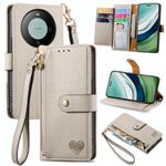 For Huawei Mate 60 Pro Love Zipper Lanyard Leather Phone Case(White)