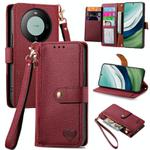For Huawei Mate 60 Love Zipper Lanyard Leather Phone Case(Red)