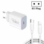 Single Port PD30W USB-C / Type-C Charger with Type-C to 8 Pin Data Cable EU Plug