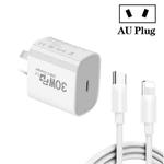 Single Port PD30W USB-C / Type-C Charger with Type-C to 8 Pin Data Cable AU Plug