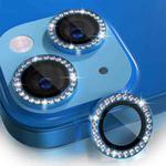 For iPhone 15 / 15 Plus ENKAY AR Anti-reflection Individual Diamond Ring Camera Lens Glass Full Film(Sea Blue)