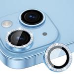 For iPhone 15 / 15 Plus ENKAY AR Anti-reflection Individual Diamond Ring Camera Lens Glass Full Film(Sierra Blue)