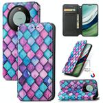 For Huawei Mate 60 Pro CaseNeo Colorful Magnetic Leather Phone Case(Purple Scales)