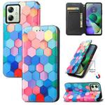 For Motorola Moto G54 5G CaseNeo Colorful Magnetic Leather Phone Case(Colorful Cube)