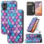 For Motorola Moto G85 CaseNeo Colorful Magnetic Leather Phone Case(Purple Scales)