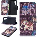 3D Colored Drawing Pattern Horizontal Flip Leather Case for  Huawei P30 Pro, with Holder & Card Slots & Wallet(Two Elephants)
