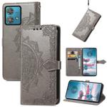 For Motorola  Edge 40 Neo Mandala Flower Embossed Leather Phone Case(Gray)