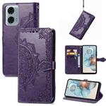 For Motorola Moto G24 Power Mandala Flower Embossed Leather Phone Case(Purple)