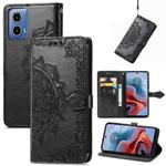For Motorola Moto G34 Mandala Flower Embossed Leather Phone Case(Black)
