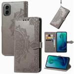 For Motorola Moto G 2024 Mandala Flower Embossed Leather Phone Case(Gray)