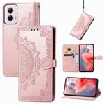 For Motorola Moto G Power 2024 Mandala Flower Embossed Leather Phone Case(Rose Gold)