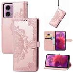 For Motorola Moto G24   Mandala Flower Embossed Leather Phone Case(Rose Gold)