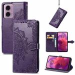 For Motorola Moto G24   Mandala Flower Embossed Leather Phone Case(Purple)