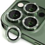 For iPhone 14 Pro / 14 Pro Max ENKAY AR Anti-reflection Individual Diamond Ring Camera Lens Glass Full Film(Deep Green)