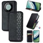 For Huawei Mate 60 Cubic Grid Pressed Magnetic Leather Phone Case(Black)