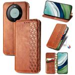 For Huawei Mate 60 Pro Cubic Grid Pressed Magnetic Leather Phone Case(Brown)