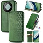 For Huawei Mate 60 Pro Cubic Grid Pressed Magnetic Leather Phone Case(Green)