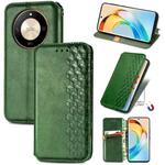 For Honor X50 Cubic Grid Pressed Magnetic Leather Phone Case(Green)