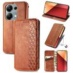 For Honor X9b Cubic Grid Pressed Magnetic Leather Phone Case(Brown)