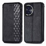 For Honor 100 5G Cubic Grid Pressed Magnetic Leather Phone Case(Black)