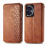 For Honor 100 5G Cubic Grid Pressed Magnetic Leather Phone Case(Brown)