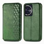 For Honor 100 5G Cubic Grid Pressed Magnetic Leather Phone Case(Green)