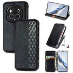 For Honor Magic6 Pro Cubic Grid Pressed Magnetic Leather Phone Case(Black)