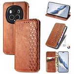 For Honor Magic6 Pro Cubic Grid Pressed Magnetic Leather Phone Case(Brown)