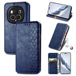For Honor Magic6 Pro Cubic Grid Pressed Magnetic Leather Phone Case(Blue)