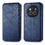 For Honor Magic6 Cubic Grid Pressed Magnetic Leather Phone Case(Blue)