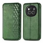 For Honor Magic6 Cubic Grid Pressed Magnetic Leather Phone Case(Green)