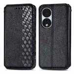 For Honor X7b 4G Cubic Grid Pressed Magnetic Leather Phone Case(Black)