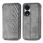 For Honor X7b 4G Cubic Grid Pressed Magnetic Leather Phone Case(Grey)