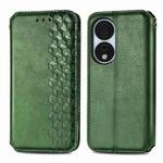 For Honor X7b 4G Cubic Grid Pressed Magnetic Leather Phone Case(Green)