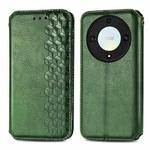 For Honor X9a Cubic Grid Pressed Magnetic Leather Phone Case(Green)