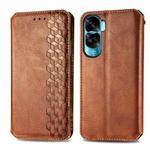 For Honor X50i Cubic Grid Pressed Magnetic Leather Phone Case(Brown)