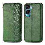 For Honor X50i Cubic Grid Pressed Magnetic Leather Phone Case(Green)